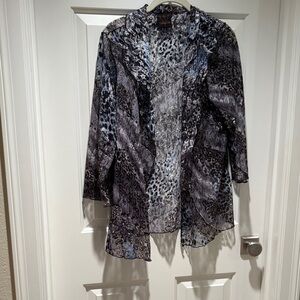 Sheer Animal Print Open Cardigan - Neutral Tones